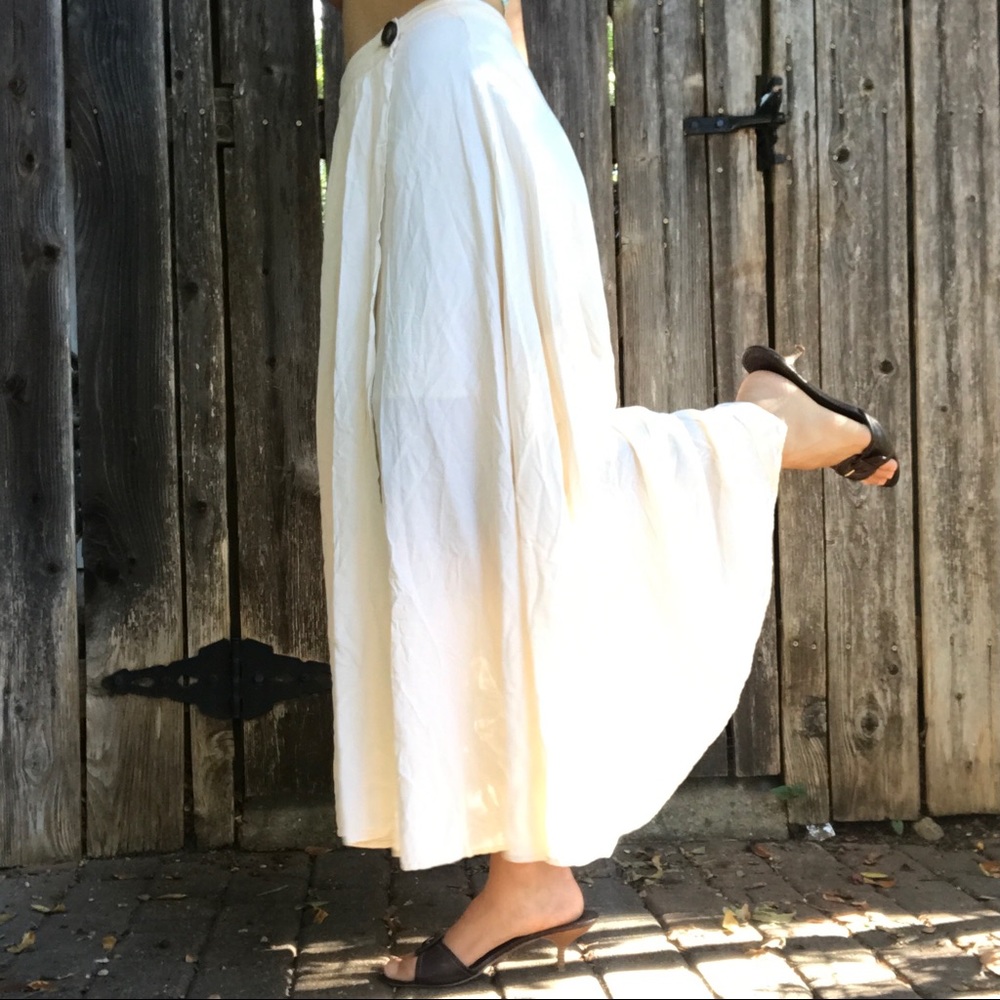 cream wrap around maxi skirt
